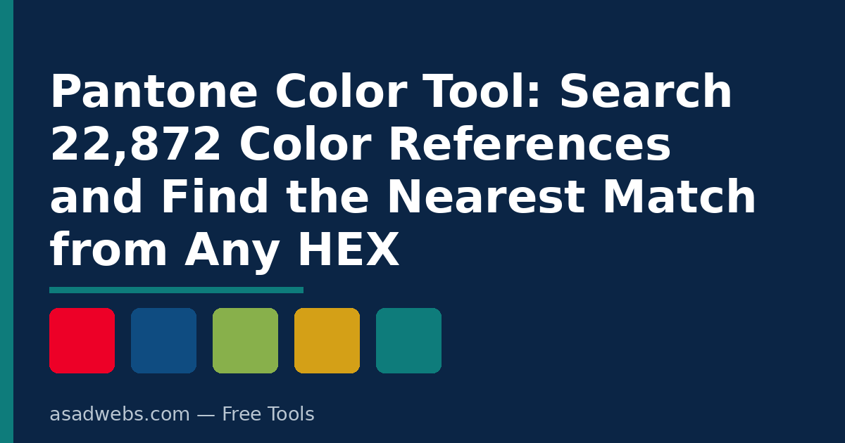Pantone Color Tool guide cover with the article title and a row of red, blue, green, gold and teal color swatches