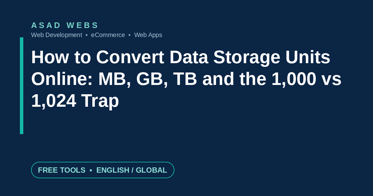 How to convert data storage units online between MB, GB and TB in decimal and binary