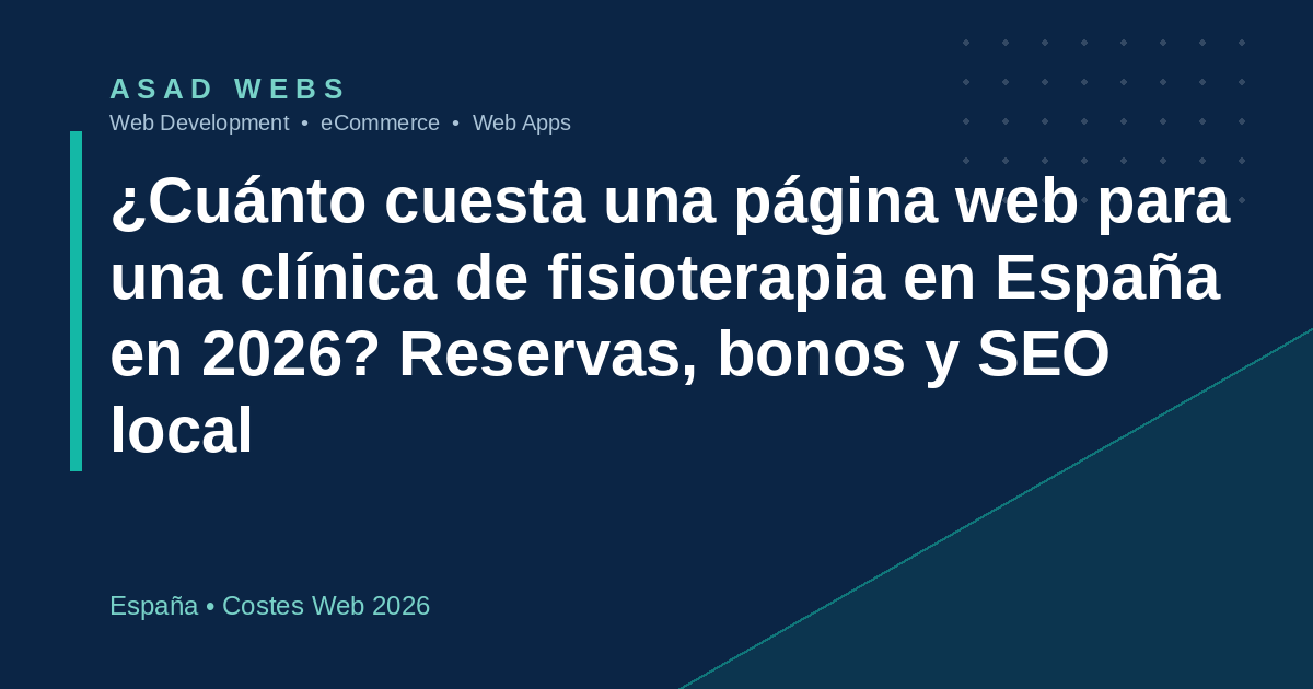 Precio de una página web para una clínica de fisioterapia en España 2026 con reservas online y bonos explicados