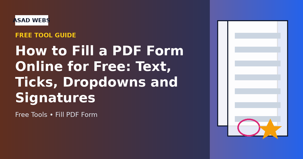 PDF form with filled text fields, ticked checkboxes and a signature field