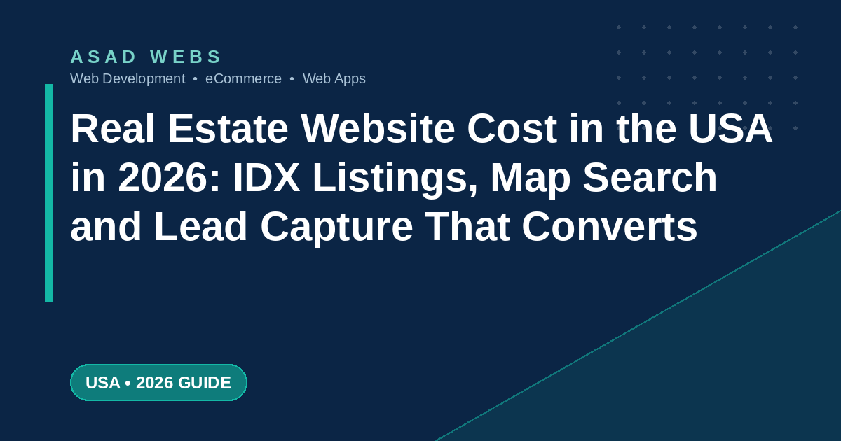 Real estate website cost in the USA in 2026 with IDX MLS listings map search and CRM lead capture