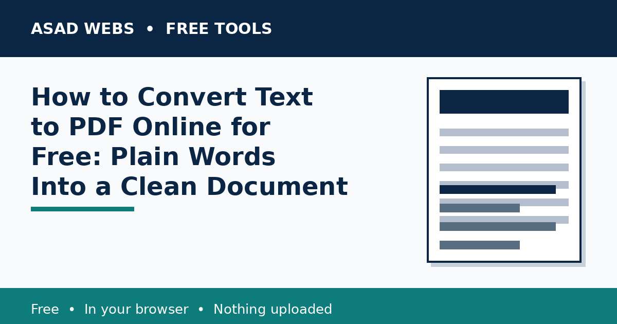 Guide cover: How to Convert Text to PDF Online — plain words into a clean document