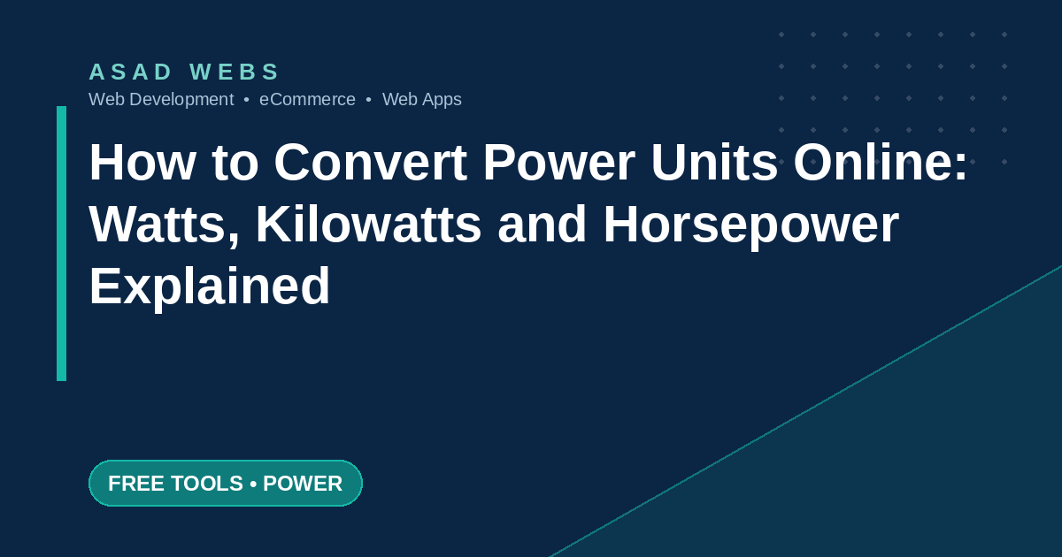 How to convert power units online between watts, kilowatts, megawatts and horsepower