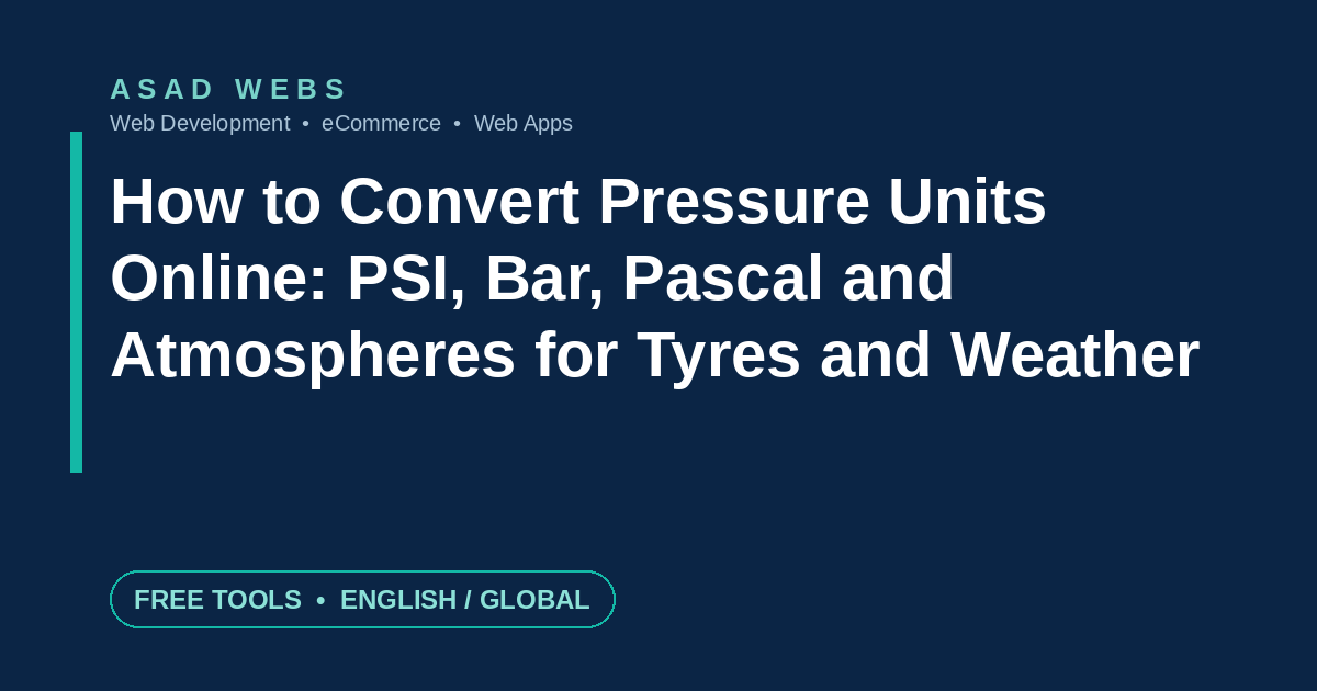 How to convert pressure units online between PSI, bar, pascals and atmospheres for tyres and weather