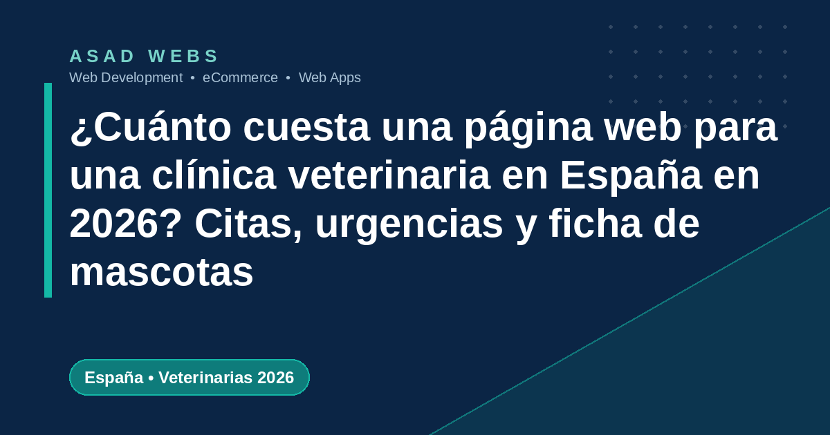 Cuánto cuesta una página web para una clínica veterinaria en España 2026 con citas urgencias y ficha de mascotas