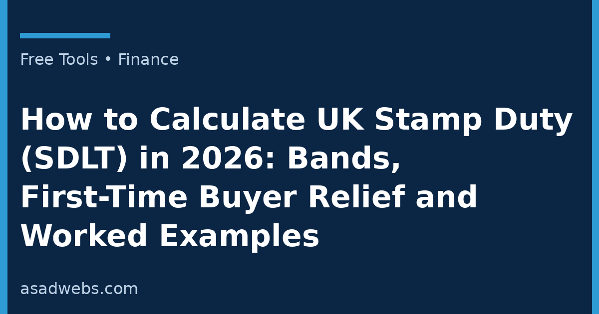 How to calculate UK stamp duty showing first-time buyer SDLT of £6,250 on a £425,000 property in England and Northern Ireland