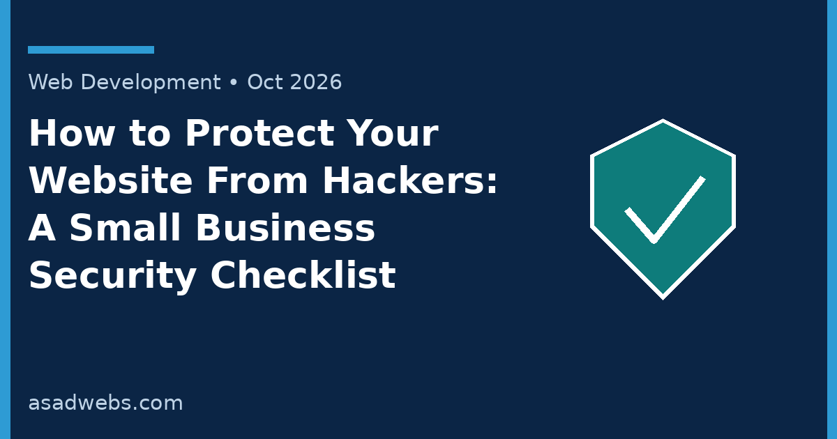 Guide cover: How to Protect Your Website From Hackers — a small business security checklist