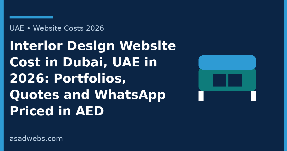 Guide cover: interior design website cost in Dubai in 2026 — portfolios, quotes and WhatsApp priced in AED