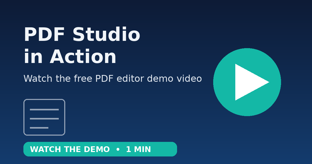 PDF Studio in Action — watch the free PDF editor demo video