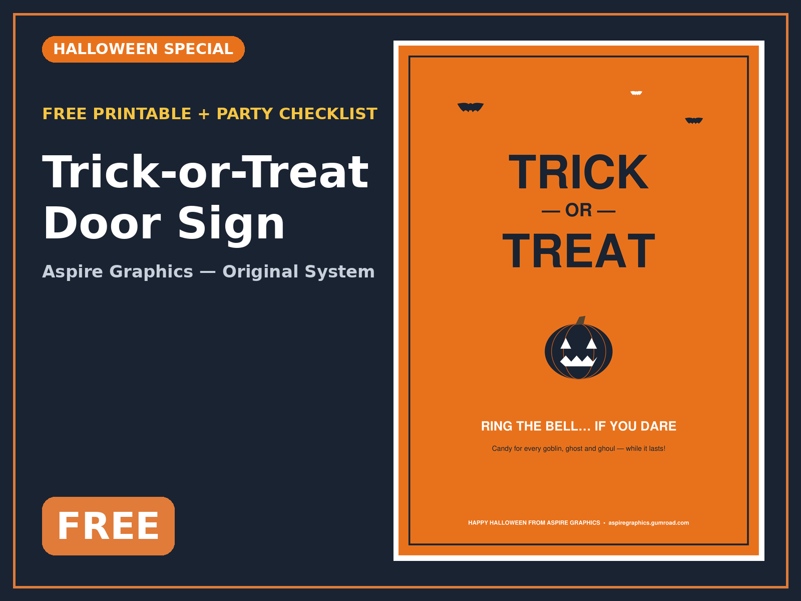 FREE Trick-or-Treat Door Sign + Party Checklist